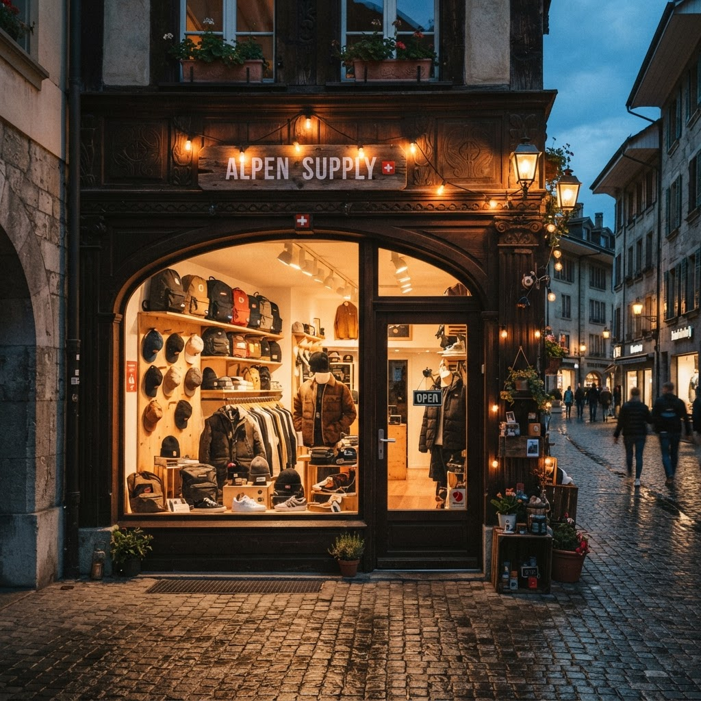 Velaro Store in Zofingen bei Dämmerung